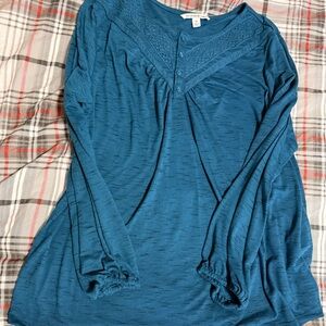 Zac & Rachel Lace Detail Teal Blouse